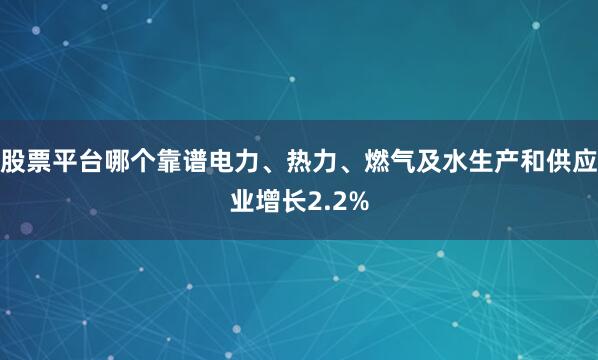 股票平台哪个靠谱电力、热力、燃气及水生产和供应业增长2.2%